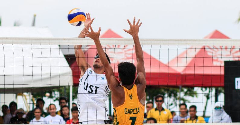Outdoor Sports - Two Men Playing Volleyball Near Red Canopy