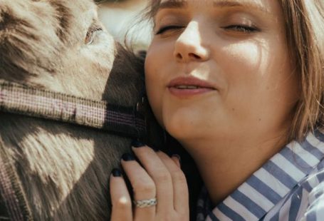 Pet - Woman in Blue and White Striped Long Sleeve Shirt Holding Black Horse
